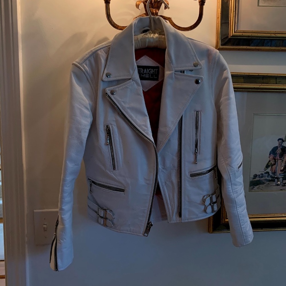 Straight To Hell White leather jacket
